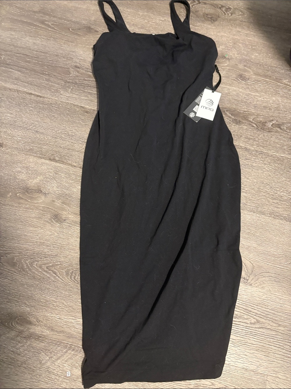 MPG Black Midi Bodycon Dress with Straps built in bra
